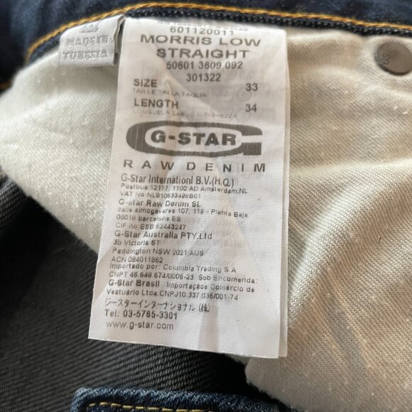 G Star Raw Men's Jeans.  Size:  33 x 34. Button up fly. - Picture 12 of 12
